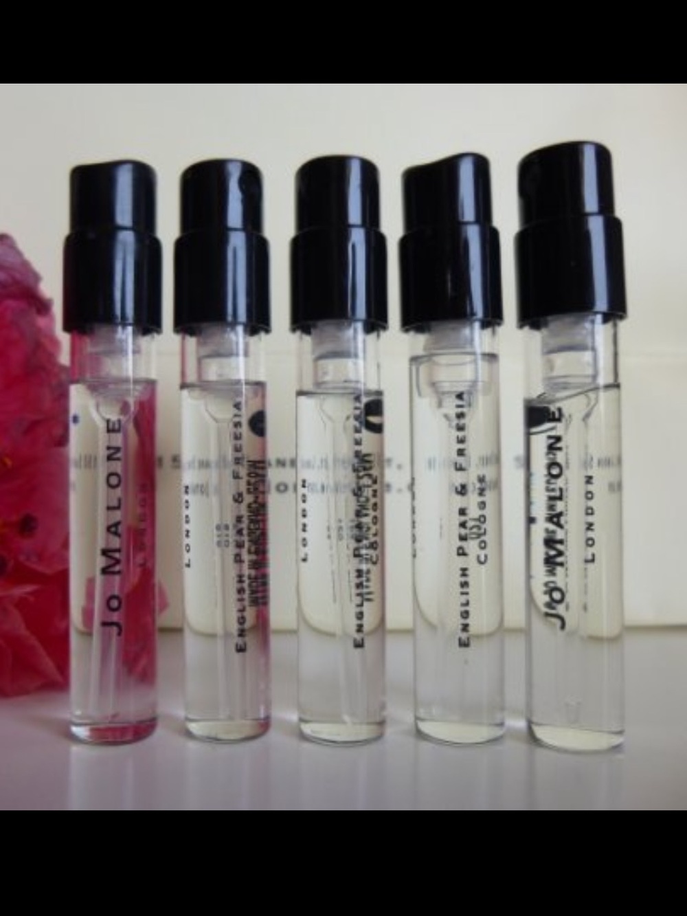 Jo Malone ENGLISH PEAR & FREESIA 5x travel size sample vials NEW UNISEX
